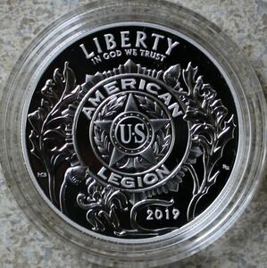 2019 PAmerican Legion 100周年記念プルーフ シルバー ドル コインボックス鑑定書付き　記念硬貨 コレクション　未使用　アメリカ　コイン