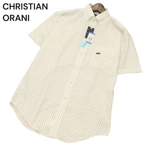 【新品 未使用】 CHRISTIAN ORANI クリスチャンオラーニ 半袖 クールビズ★ 総柄 シャツ ワイシャツ Sz.L　メンズ ビジカジ　C4T06006_6#A