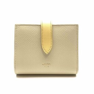 CELINE セリーヌ スモールウォレット ライトベージュ イエロー コンパクトウォレット レザー コインケース レディース 管理RY24002107