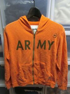 wtaps ARMY ロゴ フロント ジップ パーカー S オレンジ ダブルタップス