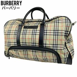 美品　Burberry バーバリー ボストンバッグ　ノバチェック 大容量　旅行　ハンドバッグ　トートバッグ　ショルダーバッグ　ナイロン