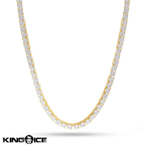 【チェーン幅 5mm、長さ 20インチ】King Ice キングアイス テニスチェーン ネックレス ゴールド 14K Gold Single Row Tennis Chain メンズ