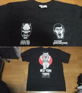 未使用パンクドランカーズ punkdrunkers コラボ フィギュア TシャツXL黒白 悪魔 Mutant Vinyl Hardcore 人形 トイ toy 鬼 怪獣 お化け 妖怪