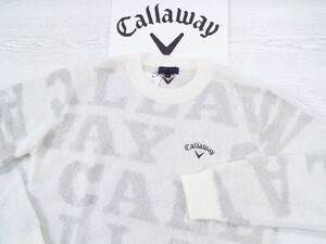 ☆新品☆Callaway キャロウェイ / ロゴジャカード クルーネック モヘアニット セーター / サイズＬ