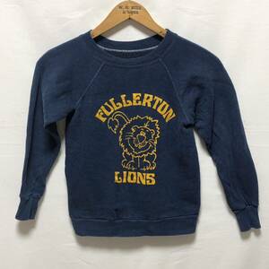 ■ 子供用 70s? ビンテージ ” FULLERTON LIONS ” ラグラン プリント スウェット トレーナー ネイビー アメカジ ライオン キッズ ■