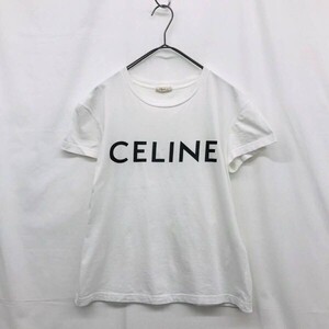 NZ3155●CELINE エディ期 ロゴ コットン Tシャツ●XS●ホワイト セリーヌ X237370E