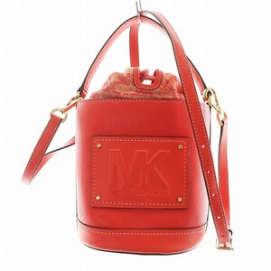 マイケルコース MICHAEL KORS ドローストリング バケット メッセンジャー ショルダーバッグ ハンド 2WAY ロゴ 総柄 赤 35T2G7KM8L