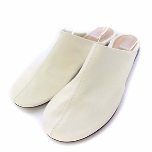 未使用品 ボッテガヴェネタ BOTTEGA VENETA Dot Sock Leather Slippers フラットサンダル サボ スリッパ レザー 37.5 24.5cm 白