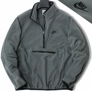 新品 秋冬 ナイキ アノラック ハーフジップ フリース ジャケット L グレー NIKE ブルゾン 保温 ストレッチ メンズ カジュアル ◇CZ3158A