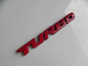 ◆TURBO/ターボ◆１枚３Dエンブレム/赤/メタル / 旧車トヨタ 日産 スズキ ダイハツ ホンダ