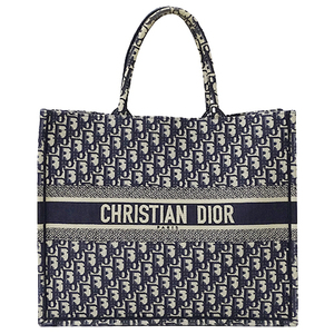 クリスチャンディオール Christian Dior バッグ レディース ブランド トートバッグ オブリーク ブックトート ラージ ジャガード ネイビー
