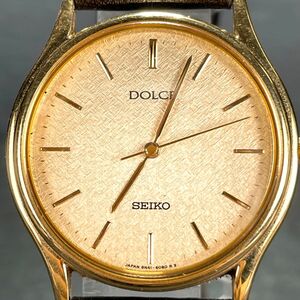 美品 SEIKO セイコー DOLCE ドルチェ 8N41-6060 腕時計 アナログ クオーツ 3針 ゴールド文字盤 ラウンド 新品電池交換済み 動作確認済み