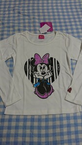 133☆未使用・保管品☆DISNEY☆ミニー　長袖Tシャツ　白130②