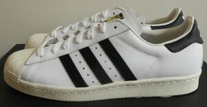 新品 スーパースター 80s 2016年製 JP27.5cm 白×黒 G61070 生産終了 金ベロ 天然皮革 adidas superstar SS 80s 本革 ホワイト×ブラック