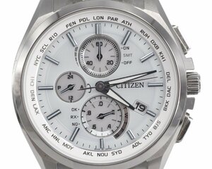 [極美品] 稼働品【CITIZEN】シチズン アテッサダイレクトフライト AT8040-57A H804-T018696 電波ソーラー チタン ホワイト文字盤 箱付