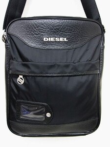 【美品】ディーゼル DIESEL ショルダーバッグ 斜め掛けバッグ レザー×ナイロン 黒 ■管理番号L28269YER-241112-1K