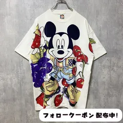 古着 used　90s　Disney　ディズニー　半袖プリントデザインTシャツ　白　ホワイト　ミッキーマウス　レトロ　USA製