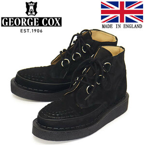 GEORGE COX (ジョージコックス) SKIPTON BOOT 13327 V ラバーソール レザーブーツ 090 BLACK SUEDE UK8-約27.0cm