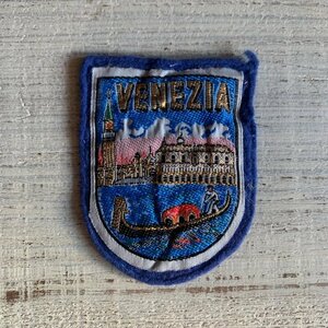 【7.0㎝×5.5㎝】イタリア ベネチア フェルト×刺繍ワッペン■ビンテージ オールド レトロ ヨーロッパ古着 雑貨 パッチ VENEZIA