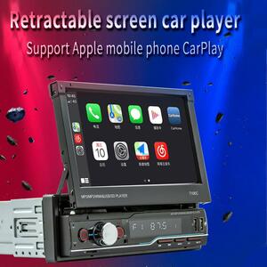 カーラジオ7インチ,格納式,1 DIN,APPLE CARPLAY,MP5ビデオプレーヤー,AM/FM,BLUETOOTH 5.0,USB,TF,AUX,ヘッドユニット