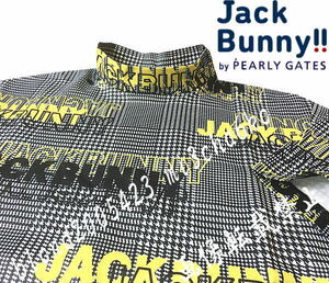 ■新品【PEARLY GATES Jack Bunny GOLF】パーリーゲイツ ジャックバニーゴルフ 飛びロゴ 帝人SOLOTEX モックネックシャツ■5(L)