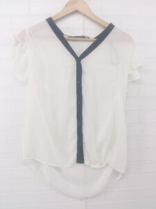 ◇ ZARA Trafaluc フレアスリーブ シアー 半袖 シャツ ブラウス EUR M USA M MEX 28 ホワイト ブラック レディース E