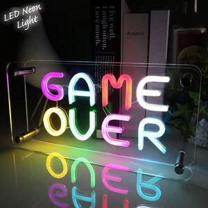 1円～ 売り切り LEDネオンサイン ネオン管風 GAMEOVER インテリア ライト LED ネオンサイン 看板 サインボード 光る 光る看板 ネオン NK-51