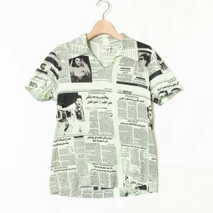 メール便◯ Dries Van Noten ドリス ヴァン ノッテン スキッパー 半袖 Tシャツ M 綿100％ コットン 黄緑 ブラック 綺麗め カジュアル 春夏