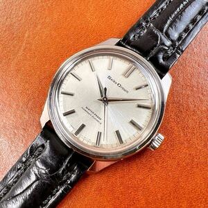 OH済! 極上美品! SEIKO Crown WP 21石 クロコダイル本革手縫いベルト Dバックル付 セイコー クラウン 57-8000 手巻 国産 ビンテージ 腕時計