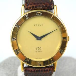 稼働〇 グッチ 3000M メンズ ゴールド 腕時計 クオーツ GUCCI