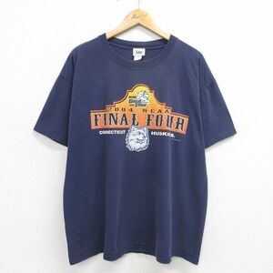 XL/古着 リー Lee 半袖 ビンテージ Tシャツ メンズ 00s コネチカットハスキーズ バスケ 大きいサイズ コットン クルーネック