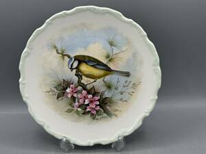 英国 ロイヤルアルバート アオガラ 鳥 花 皿 飾り皿 絵皿 (770)