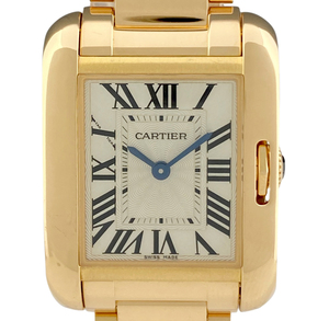 カルティエ CARTIER タンクアングレーズ SM W5310013 腕時計 PG クォーツ シルバー 【中古】