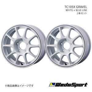 WedsSport/TC105X GRAVEL カローラルミオン 150系 アルミホイール2本セット【15×6.5J 5-114.3 INSET35 WHITE+BLUE LINE】0073945×2