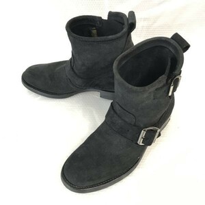 MAYURA/マユラ★スエード/本革/グッドイヤー製法/ショート丈エンジニアブーツ【37/23.0-23.5/黒/BLACK】/Shoes◆WB79-5