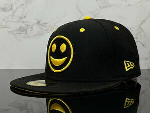 【未使用品】17EB★NEW ERA ニューエラ 59FIFTY SMILE スマイル キャップ 帽子CAP クールなブラックにイエローロゴ《SIZE 7 3/8・58.7㎝》