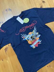 ★ ED HARDY エド　ハーディー　半袖プリントTシャツ　紺　LL 新品　2727 鷲