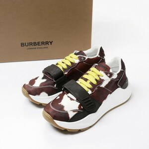 GJ7935：■未使用品■BURBERRY バーバリー RAMSEY LOW TOP SNEAKERS スニーカー ローカット シューズ カウプリント 靴 サイズ36 イタリア製