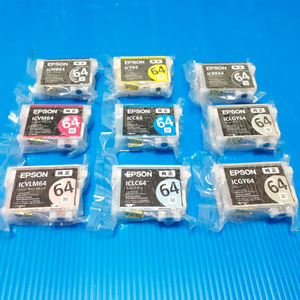 〔未使用・純正〕EPSON さくら 9色セット ICBK64 ICMB64 ICGY64 ICLGY64 ICC64 ICLC64 ICVM64 ICVLM64 ICY64 対応機種PX-5V