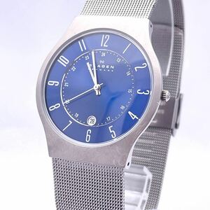 SKAGEN スカーゲン 233XLTTN 腕時計 メンズ ウォッチ クォーツ quartz デイト TITANIUM 銀 シルバー P1093