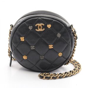 シャネル マトラッセ ラッキーチャーム ラウンド ブランドオフ CHANEL ラムスキン（羊革） ショルダーバッグ ラムスキン 中古 レディース