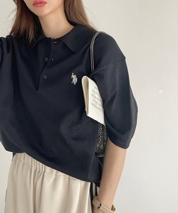 「U.S. POLO ASSN.」 半袖ポロシャツ M ブラック レディース