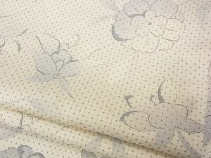 平和屋野田店■上質な小紋　手描き　草花文　着丈160.5cm　裄丈67cm　正絹　逸品　A-ta4103