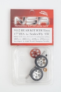 新品 NSR 1/32 REAR KIT RTR Tires 17 DIA for Scalex/Fly SW サイドワインダー ギア タイヤ アルミホイール 9112 スロットカー