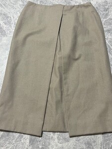 HERMES by Martin Margiela Wool Blend Skirt エルメス マルジェラ ヴィンテージ ウール ラップ スリット ひざ丈 スカート 38 ベージュ