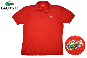 Y-6238★送料無料★CHEMISE LACOSTE シュミーズ ラコステ★90s 日本製 ヴィンテージ レッド赤 ワニロゴ刺繍 鹿の子 半袖 ポロシャツ Ｓ 3