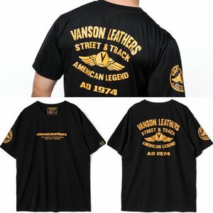 ★正規 VANSON VS23804S BK/YE Mサイズ バンソン ブランドロゴ入り メッシュ Tシャツ 半袖 新品 A60722-41