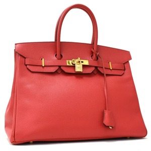 セール 1点限定 エルメス バーキン35 ハンドバッグ □H刻印 ヴォーエプソン レザー レッド系 HERMES Birkin