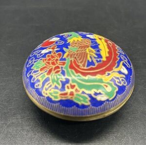 七宝焼　七宝銅胎琺瑯 香合 小物入れ 花粉箱 朱肉入れ　宝石箱 蓋物 時代品 キ6-5