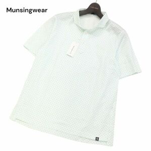 【新品 未使用】 Munsingwear マンシングウェア 春夏 ドット&ハート総柄★ 半袖 ポロシャツ Sz.M　メンズ ゴルフ 日本製　I4T01691_5#A